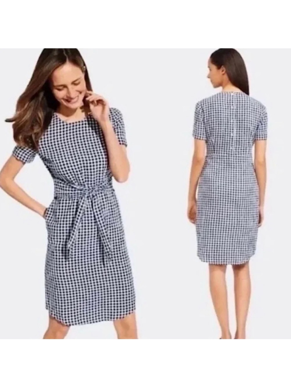 J. Mclaughlin Sadie Gingham Check Dress Linen Blend Size 4